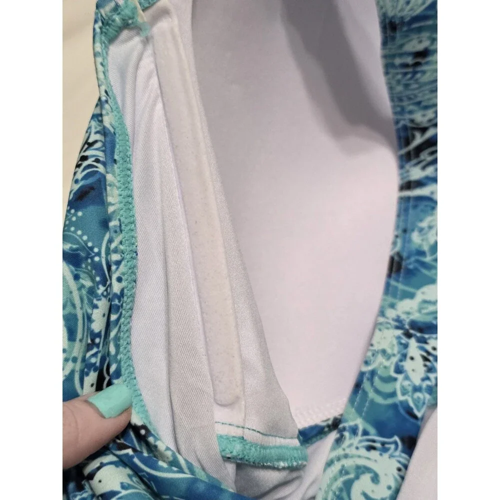 Aqua Eve One Piece Swimsuit Turquoise & Blue Pasley Print Woman's Size 18W
